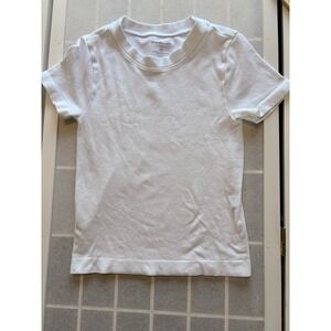 Free For All Elevate Crop T Shirt XS White Soft Seamless Stretch Baby Tee Ribbed